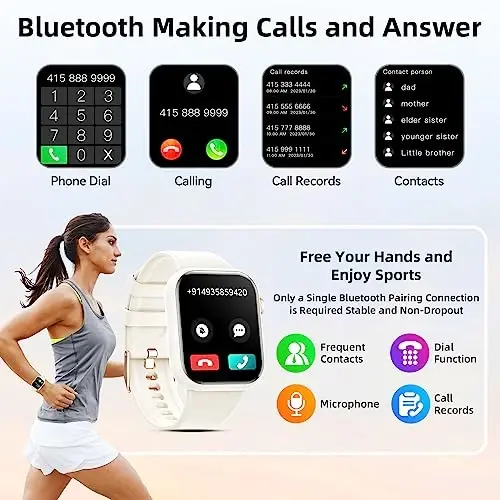 Hwagol Smart Watch (Qo'ng'iroqqa javob berish/Qo'ng'iroq qilish) 1.85 dyuymli fitnes-treker, DIY terish/Pedometr/Kaloriya/Sportning bir nechta rejimi/Ovozli yordamchi, erkaklar ayollar Android iOS telefonlari uchun aqlli soatlar - 3
