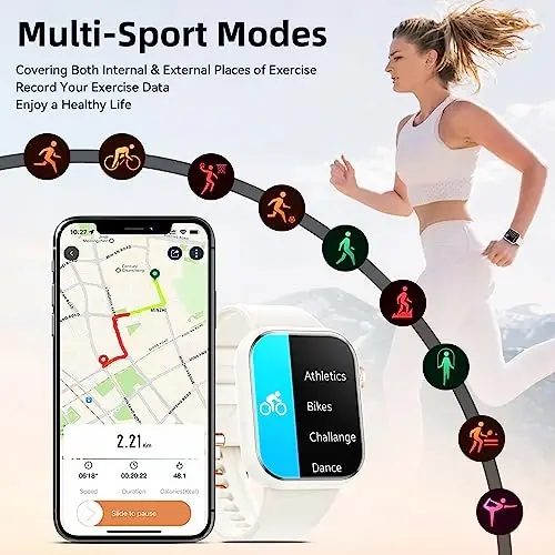 Hwagol Smart Watch (Qo'ng'iroqqa javob berish/Qo'ng'iroq qilish) 1.85 dyuymli fitnes-treker, DIY terish/Pedometr/Kaloriya/Sportning bir nechta rejimi/Ovozli yordamchi, erkaklar ayollar Android iOS telefonlari uchun aqlli soatlar - 4