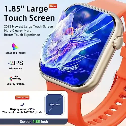 Hwagol Smart Watch (Qo'ng'iroqqa javob berish/Qo'ng'iroq qilish) 1.85 dyuymli fitnes trekeri, DIY terish/Pedometr/Kaloriya/Ko'p sport rejimi/Ovozli yordamchi, erkaklar ayollar Android iOS telefonlari uchun aqlli soatlar - HWAGOL (1)