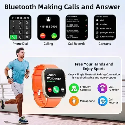 Hwagol Smart Watch (Qo'ng'iroqqa javob berish/Qo'ng'iroq qilish) 1.85 dyuymli fitnes trekeri, DIY terish/Pedometr/Kaloriya/Ko'p sport rejimi/Ovozli yordamchi, erkaklar ayollar Android iOS telefonlari uchun aqlli soatlar - 3