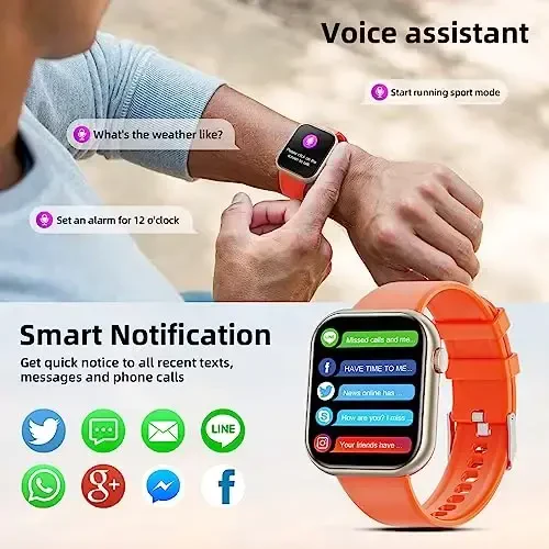 Hwagol Smart Watch (Qo'ng'iroqqa javob berish/Qo'ng'iroq qilish) 1.85 dyuymli fitnes trekeri, DIY terish/Pedometr/Kaloriya/Ko'p sport rejimi/Ovozli yordamchi, erkaklar ayollar Android iOS telefonlari uchun aqlli soatlar - 4