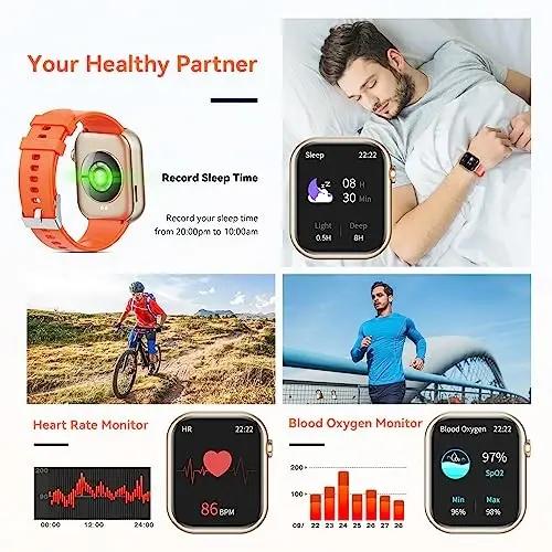Hwagol Smart Watch (Qo'ng'iroqqa javob berish/Qo'ng'iroq qilish) 1.85 dyuymli fitnes trekeri, DIY terish/Pedometr/Kaloriya/Ko'p sport rejimi/Ovozli yordamchi, erkaklar ayollar Android iOS telefonlari uchun aqlli soatlar - 6