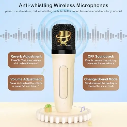 HWWR Karaoke Machine for Kids & Adults, Mini Portable Bluetooth Speaker with 2 Microphones, Home Party Karaoke Speaker Support SD Card/USB, Gift for Brithday, and Toys for Girls/Boys - MODAZONE (1)