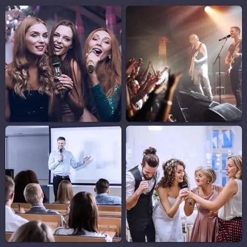 HWWR Wireless Microphones for Karaoke: Dual Professional Karaoke Microphone for Singing, Rechargeable Dynamic UHF Mic System with Receiver for Church, Party, Meeting, Speech, PA System, Plug and Play - 6
