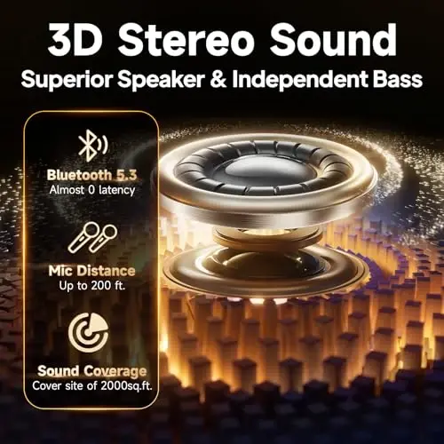 HWWR Karaoke Machine for Kids, Birthday Gifts for Girls, Toys for 4, 5, 6, 7, 8, 9, 10, 12 Year Old, Mini Portable Bluetooth Speaker with 2 Microphones, Teens Gifts Singing Machine for Home Party - 2