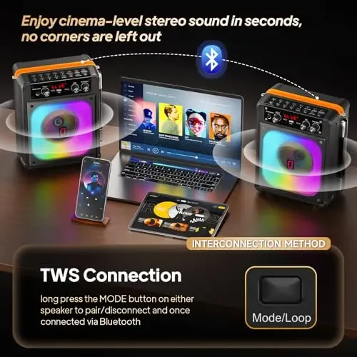 HWWR Karaoke Machine for Kids, Birthday Gifts for Girls, Toys for 4, 5, 6, 7, 8, 9, 10, 12 Year Old, Mini Portable Bluetooth Speaker with 2 Microphones, Teens Gifts Singing Machine for Home Party - 5