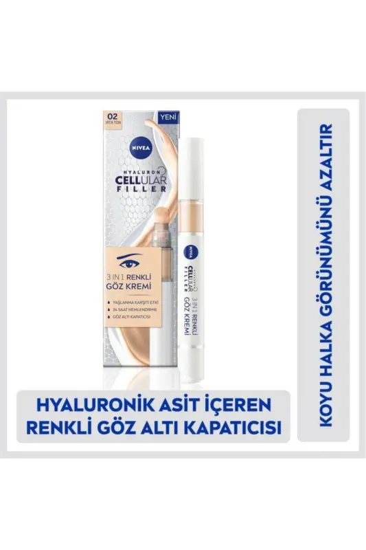 Hyaluron Cellular Filler 3 ta 1 da Rangli O'rta Ohang Ko'z Parvarishi Kremi 4ml, Ko'z Osti Yashiruvchi - 1