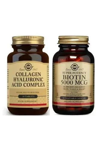 Hyaluronic Acid Collagen Complex 30 Tablets Biotin 5000 Mcg 50 Capsules - 1
