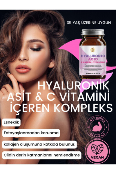 Hyaluronik Asit & Doğal C Vitamini - Yaşlanma Karşıtı Kolajen Üretimini Sağlayan Gıda Takviyesi - 1