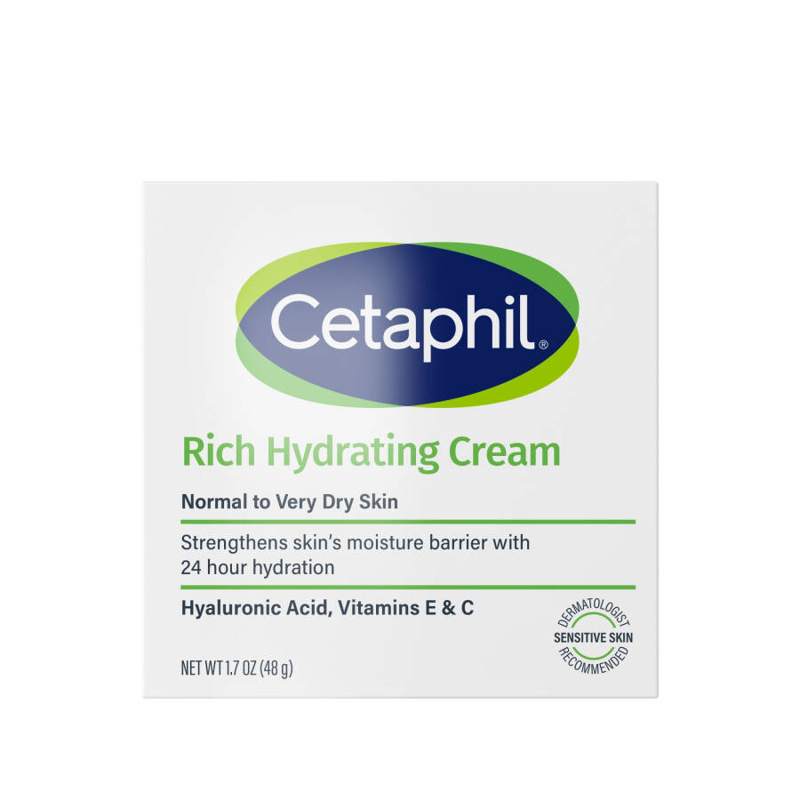 Hyaluronik Asitli Kuru ve Normal Ciltler İçin Cetaphil Rich Nemlendirici Krem, 1.7 oz - 12