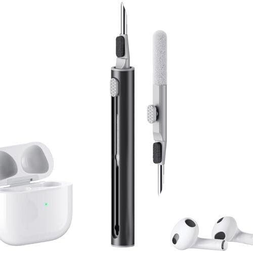 Hyashee Cleaner Kit for Airpods Pro 1 2 3 Bluetooth Earphones Case uchun yumshoq cho'tka to'plami bilan ko'p funktsiyali tozalash qalami, qora tozalash vositalari - 1