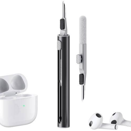 Hyashee Cleaner Kit for Airpods Pro 1 2 3 Bluetooth Earphones Case uchun yumshoq cho'tka to'plami bilan ko'p funktsiyali tozalash qalami, qora tozalash vositalari - 1