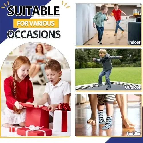 HYCLES Anti Slip Toddler Socks, 12 Pairs Non-Skid Cotton Grip Kid Socks for 1-7T Boy Girl 6-12 Month Baby - 6