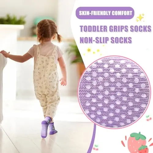 HYCLES Anti Slip Toddler Socks, 12 Pairs Non-Skid Cotton Grip Kid Socks for 1-7T Boy Girl 6-12 Month Baby - 3