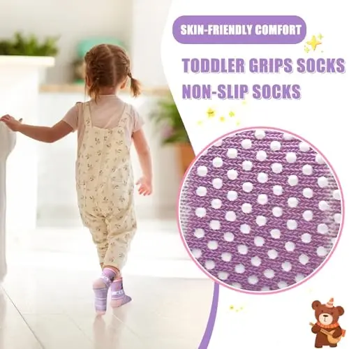 HYCLES Anti Slip Toddler Socks, 12 Pairs Non-Skid Cotton Grip Kid Socks for 1-7T Boy Girl 6-12 Month Baby - 3
