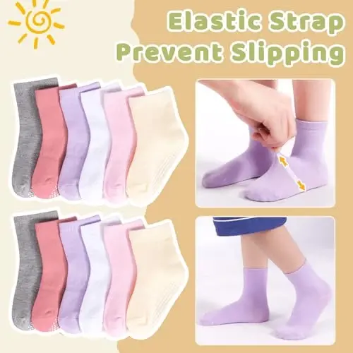 HYCLES Non-Slip Toddler Socks, Girl Grip Socks for 1-10 Years Kids Girls Boys Toddler Sock with Grippers - 3