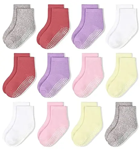 HYCLES Non-Slip Toddler Socks, Girl Grip Socks for 1-10 Years Kids Girls Boys Toddler Sock with Grippers - HYCLES