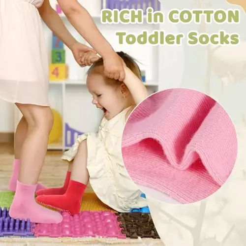 HYCLES Non-Slip Toddler Socks, Girl Grip Socks for 1-10 Years Kids Girls Boys Toddler Sock with Grippers - 5