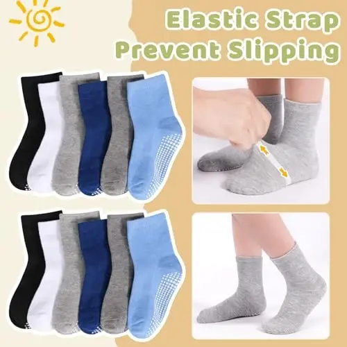 HYCLES Non-Slip Toddler Socks, Girl Grip Socks for 1-10 Years Kids Girls Boys Toddler Sock with Grippers - 3
