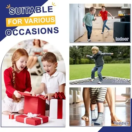 HYCLES Anti Slip Toddler Socks, 12 Pairs Non-Skid Cotton Grip Kid Socks for 1-7T Boy Girl 6-12 Month Baby - 6