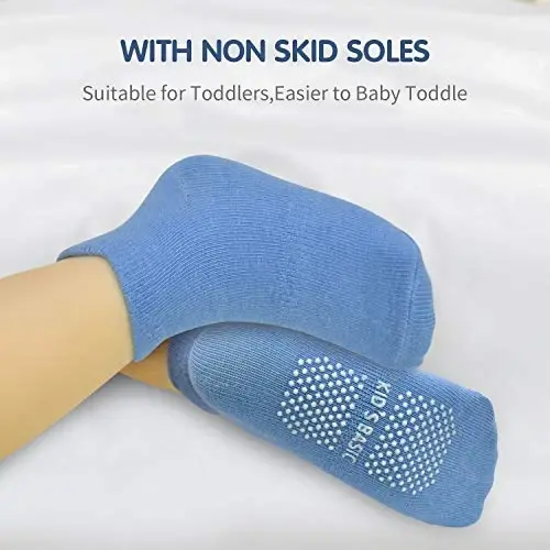 HYCLES Anti Slip Toddler Socks, 12 Pairs Non-Skid Cotton Grip Kid Socks for 1-7T Boy Girl 6-12 Month Baby - 3
