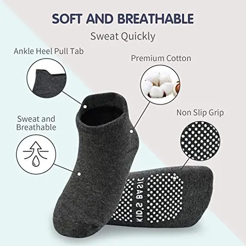 HYCLES Anti Slip Toddler Socks, 12 Pairs Non-Skid Cotton Grip Kid Socks for 1-7T Boy Girl 6-12 Month Baby - 5