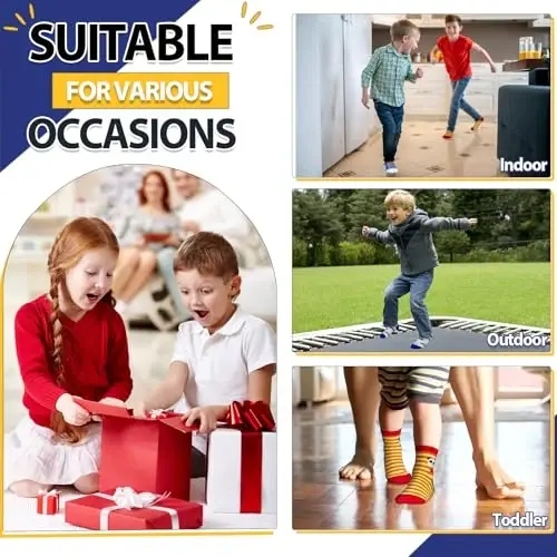 HYCLES Anti Slip Toddler Socks, 12 Pairs Non-Skid Cotton Grip Kid Socks for 1-7T Boy Girl 6-12 Month Baby - 6