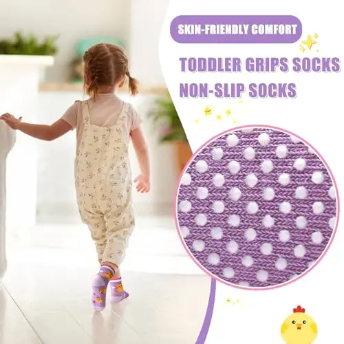 HYCLES Anti Slip Toddler Socks, 12 Pairs Non-Skid Cotton Grip Kid Socks for 1-7T Boy Girl 6-12 Month Baby - 3
