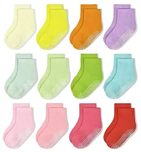 HYCLES Non-Slip Toddler Socks, Girl Grip Socks for 1-10 Years Kids Girls Boys Toddler Sock with Grippers 