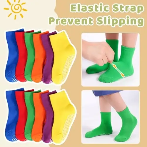 HYCLES Non-Slip Toddler Socks, Girl Grip Socks for 1-10 Years Kids Girls Boys Toddler Sock with Grippers - 3
