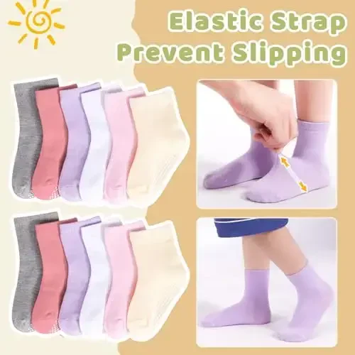 HYCLES Non-Slip Toddler Socks, Girl Grip Socks for 1-10 Years Kids Girls Boys Toddler Sock with Grippers - 3
