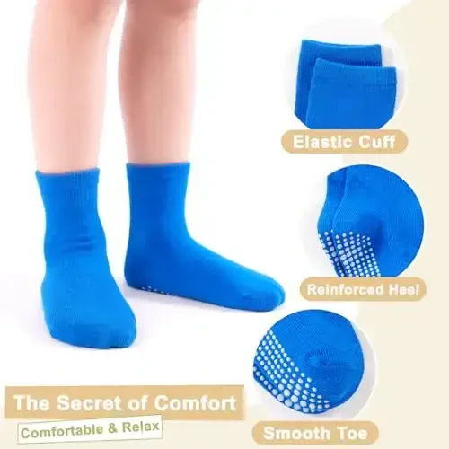 HYCLES Non-Slip Toddler Socks, Girl Grip Socks for 1-10 Years Kids Girls Boys Toddler Sock with Grippers - 4