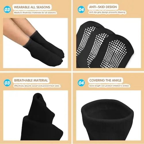HYCLES Toddler Grip Socks, Non Slip Kid Socks Floor Skid Sock with Gripper for 1-10T Boy Girl 6-12 Months Baby - 5