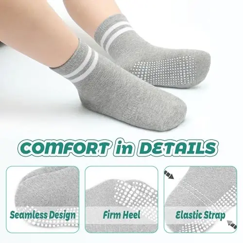 HYCLES Toddler Grip Socks, Non Slip Kid Socks Floor Skid Sock with Gripper for 1-10T Boy Girl 6-12 Months Baby - HYCLES (1)