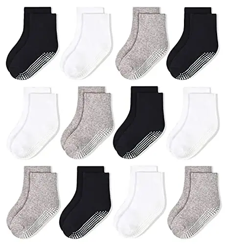 HYCLES Toddler Grip Socks, Non Slip Kid Socks Floor Skid Sock with Gripper for 1-10T Boy Girl 6-12 Months Baby - HYCLES