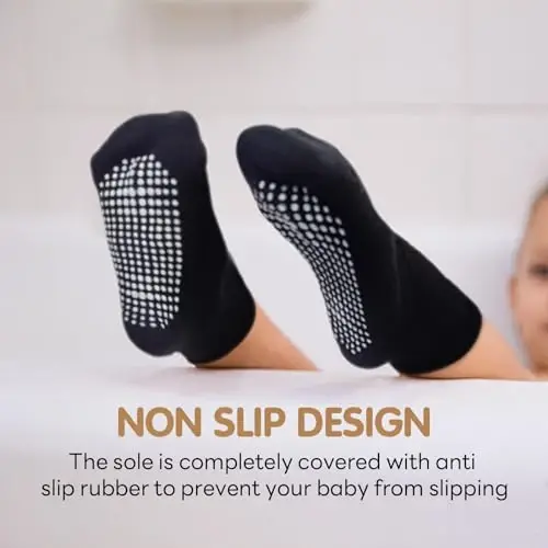 HYCLES Toddler Grip Socks, Non Slip Kid Socks Floor Skid Sock with Gripper for 1-10T Boy Girl 6-12 Months Baby - 3