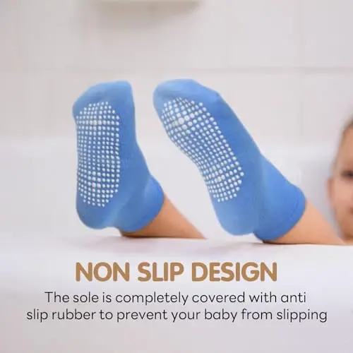 HYCLES Toddler Grip Socks, Non Slip Kid Socks Floor Skid Sock with Gripper for 1-10T Boy Girl 6-12 Months Baby - 2
