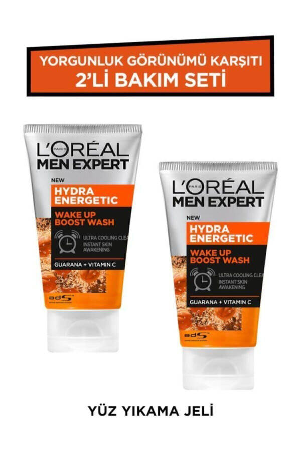 Hydra Energetic Wake Up Boost Facial Wash Gel 100ml Anti-Fatigue Look 2-piece Men's Care Set - 3