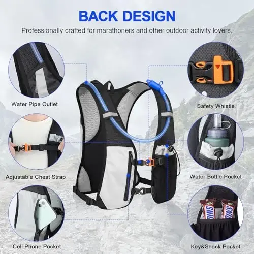 Hydration Pack with 2L Hydration Bladder Lightweight Insulation Water Rucksack Backpack Bladder Bag Cycling Bicycle Bike/Hiking Climbing Pouch - 3