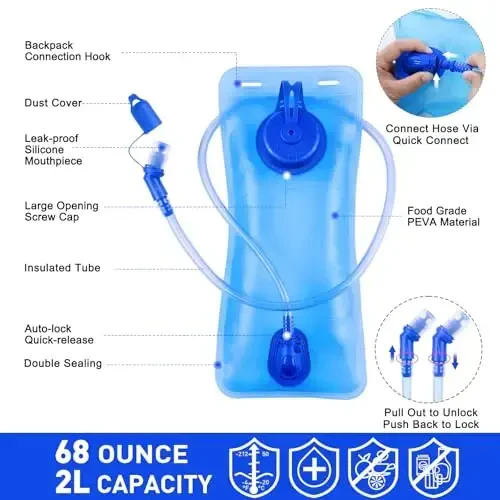 Hydration Pack with 2L Hydration Bladder Lightweight Insulation Water Rucksack Backpack Bladder Bag Cycling Bicycle Bike/Hiking Climbing Pouch - 6