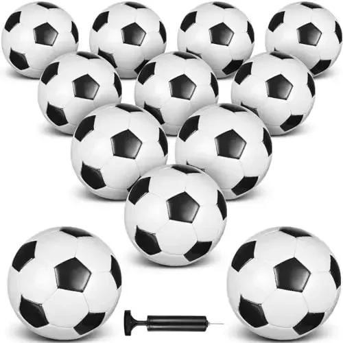 HyDren 12 Packs Soccer Ball with Pump Official Size Soccer Ball for Indoor Outside Game Training Practice Back to School Sport Gift for Kids Teens Adults (Black, White, Size 5) 