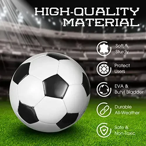 HyDren 12 Packs Soccer Ball with Pump Official Size Soccer Ball for Indoor Outside Game Training Practice Back to School Sport Gift for Kids Teens Adults (Black, White, Size 5) - 4