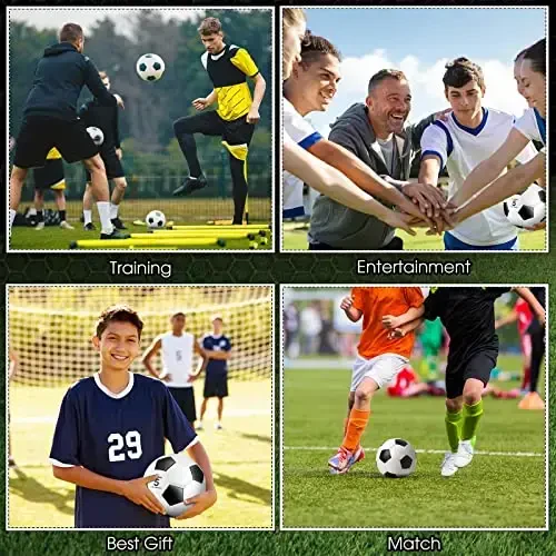 HyDren 12 Packs Soccer Ball with Pump Official Size Soccer Ball for Indoor Outside Game Training Practice Back to School Sport Gift for Kids Teens Adults (Black, White, Size 5) - 6