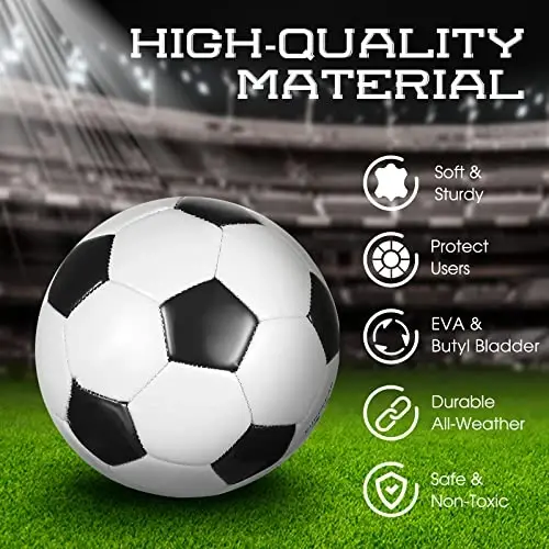 HyDren 12 Packs Soccer Ball with Pump Official Size Soccer Ball for Indoor Outside Game Training Practice Back to School Sport Gift for Kids Teens Adults (Black, White, Size 5) - 4
