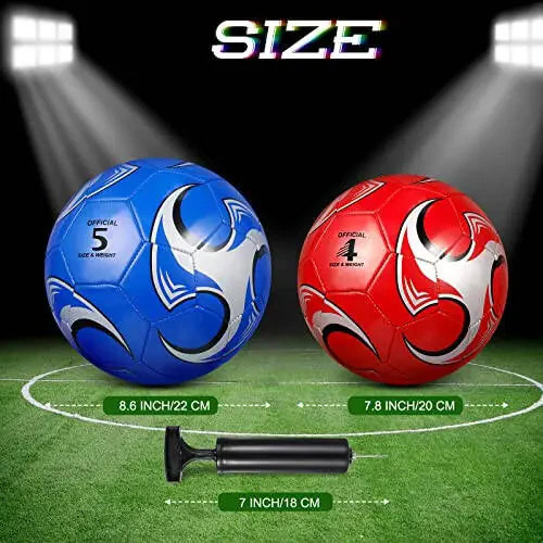 HyDren 12 Packs Soccer Ball with Pump Official Size Soccer Ball for Indoor Outside Game Training Practice Back to School Sport Gift for Kids Teens Adults (Stylish Color, Size 4) - 2