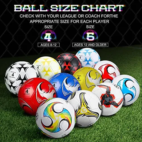 HyDren 12 Packs Soccer Ball with Pump Official Size Soccer Ball for Indoor Outside Game Training Practice Back to School Sport Gift for Kids Teens Adults (Stylish Color, Size 4) - 3