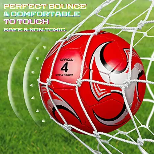 HyDren 12 Packs Soccer Ball with Pump Official Size Soccer Ball for Indoor Outside Game Training Practice Back to School Sport Gift for Kids Teens Adults (Stylish Color, Size 4) - 5