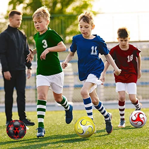 HyDren 12 Packs Soccer Ball with Pump Official Size Soccer Ball for Indoor Outside Game Training Practice Back to School Sport Gift for Kids Teens Adults (Stylish Color, Size 4) - 6