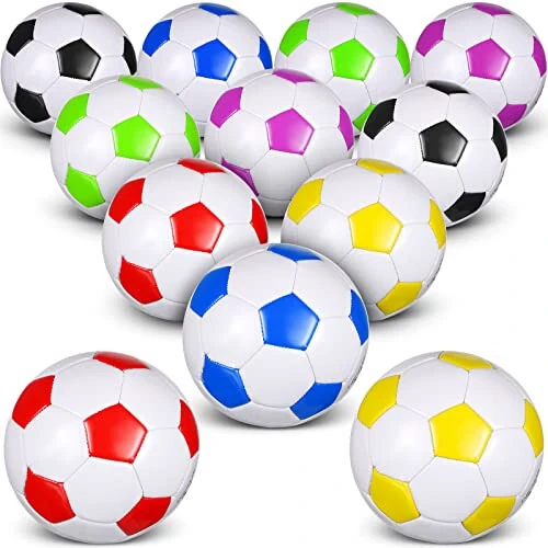 HyDren 12 Packs Soccer Ball with Pump Official Size Soccer Ball for Indoor Outside Game Training Practice Back to School Sport Gift for Kids Teens Adults(Multi Color, Size 5) - HyDren