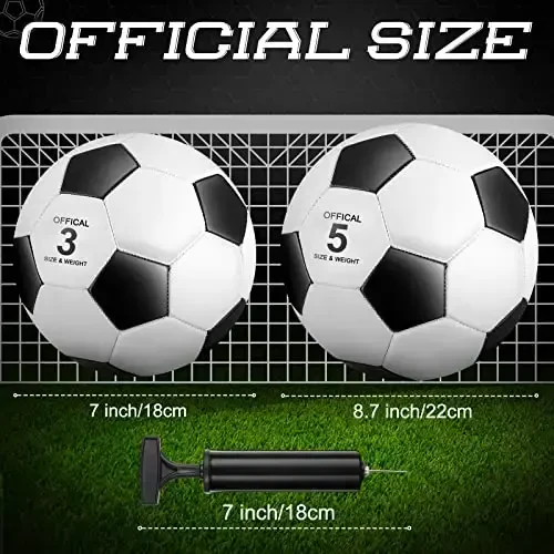 HyDren 12 Packs Soccer Ball with Pump Official Size Soccer Ball for Indoor Outside Training Practice Sport Gift Charity Donation(Size 5,Black, White) - HYDREN (1)